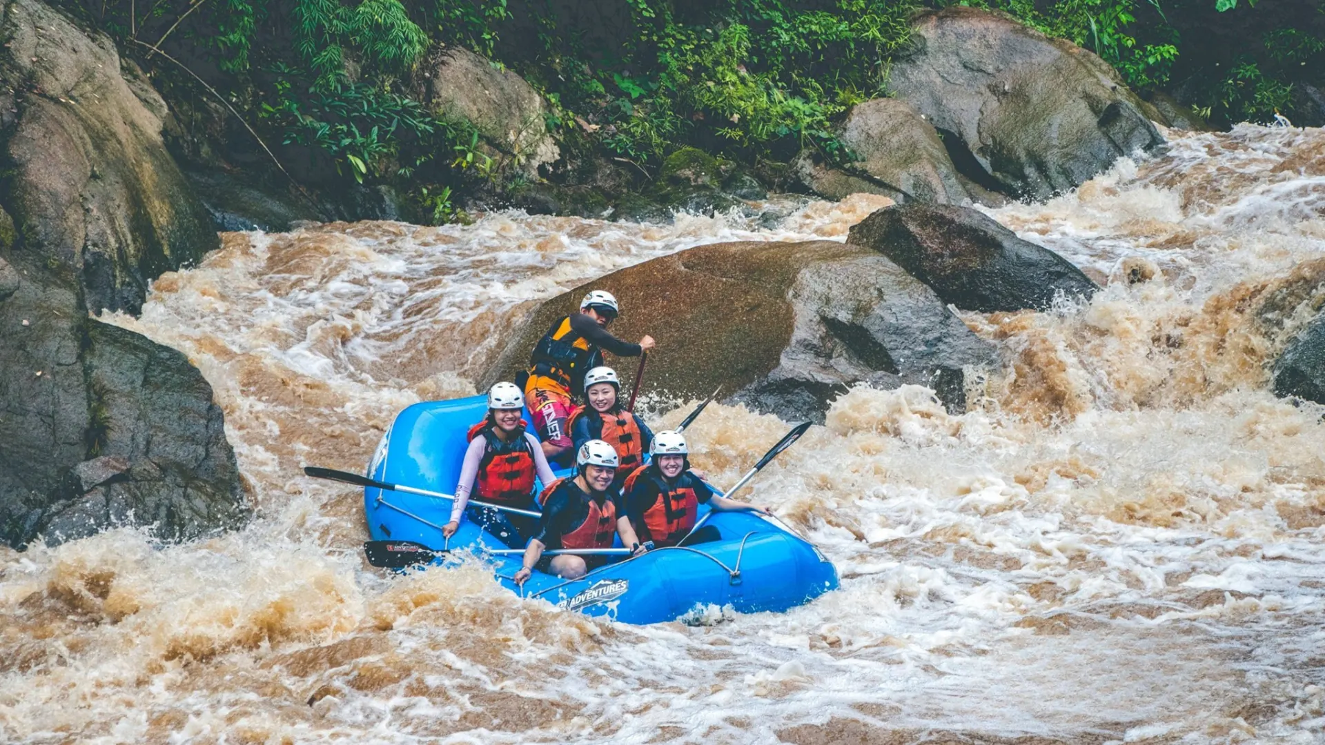 White-water rafting through the rapids of the Mae Taeng River near Chiang Mai