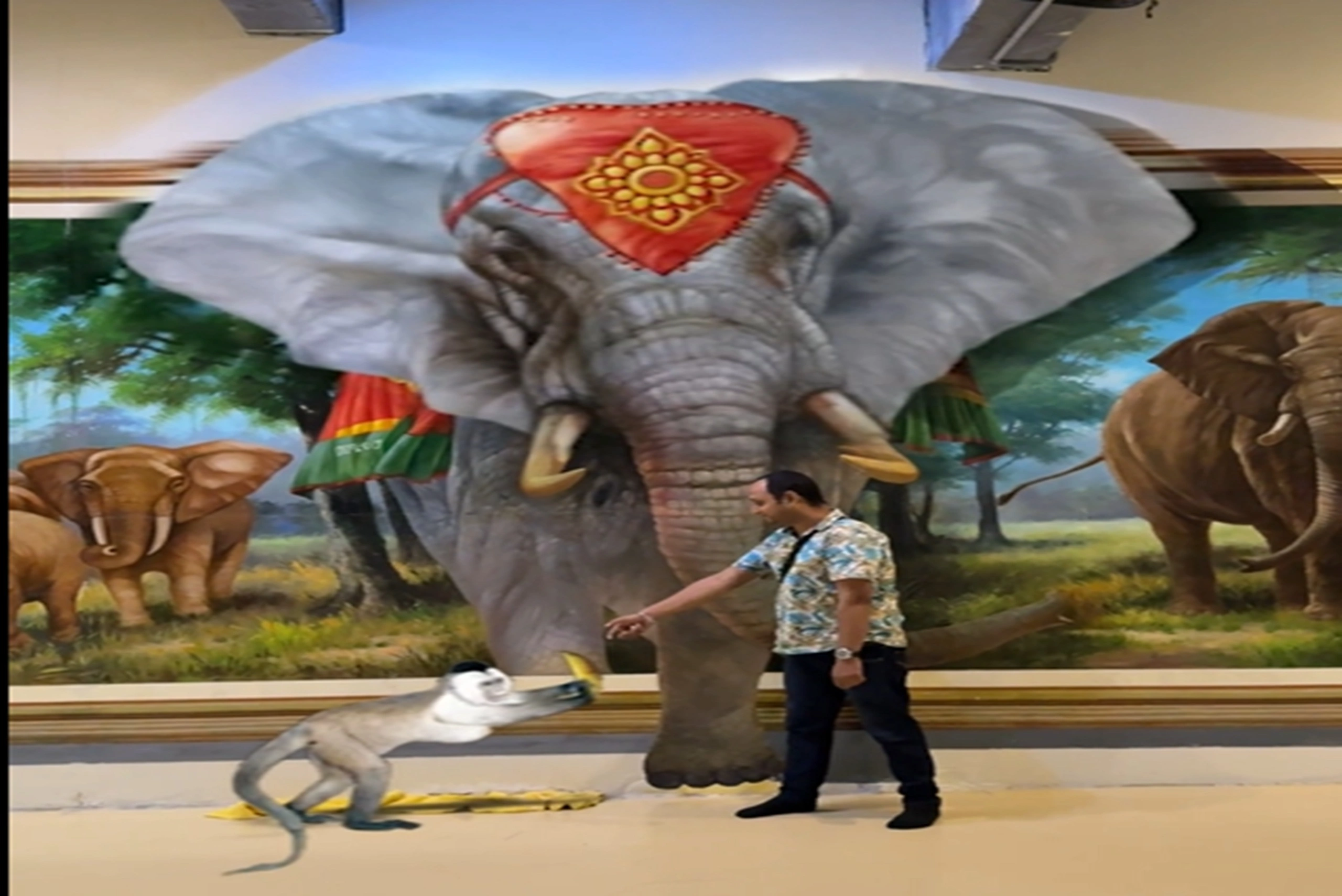Visitor posing inside a 3D illusion painting at Art in Paradise Pattaya