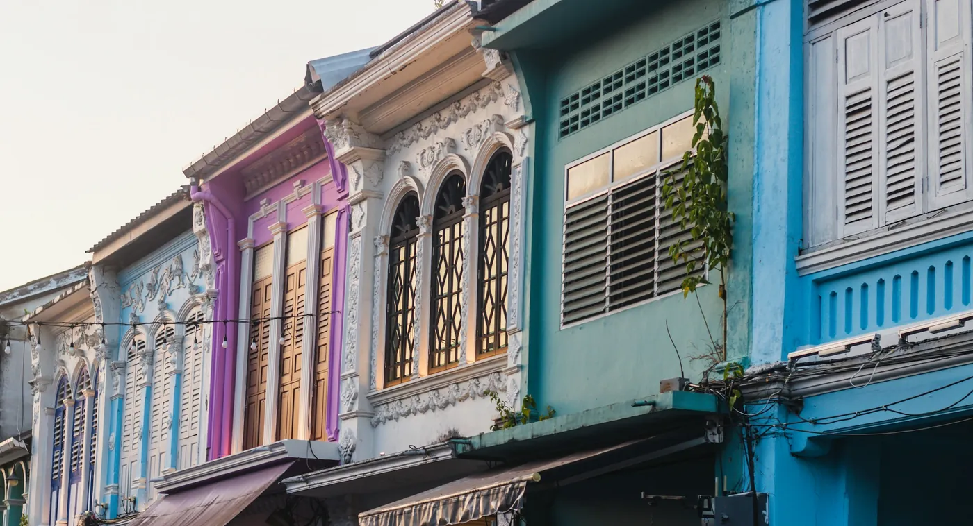 Colourful Sino-Portuguese shophouses in Phuket Old Town