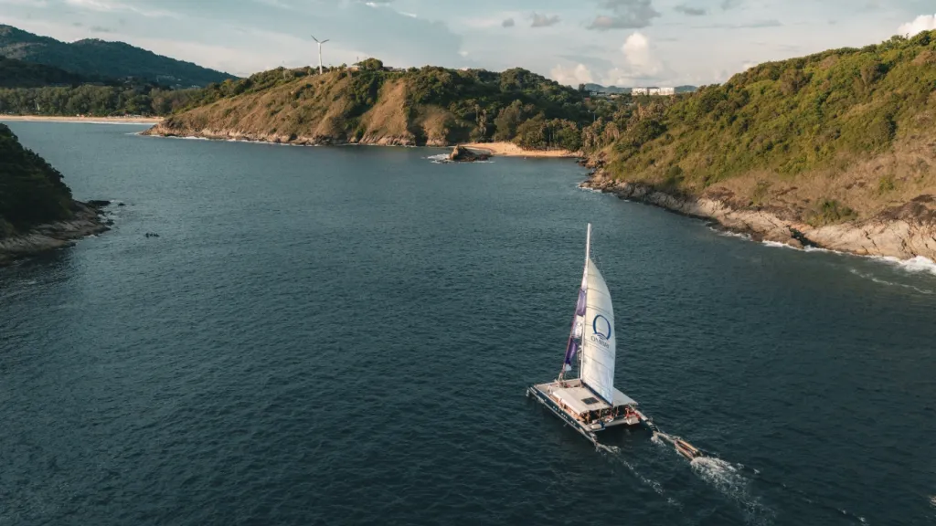 Ombre luxury catamaran cruising off Phuket