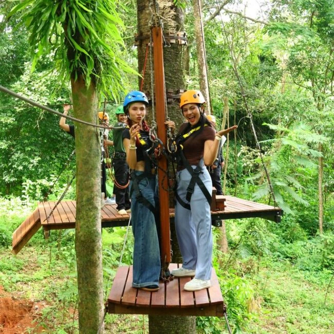 Zipline platform in the trees at Sky Rock Khao Lak