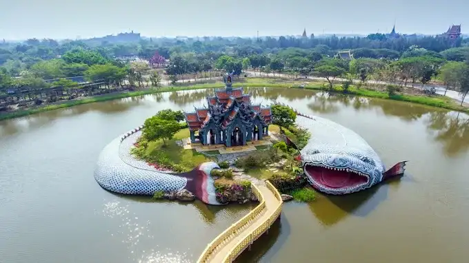 Sanphet Prasat Palace, the gold-spired Grand Palace replica at the Ancient City near Bangkok