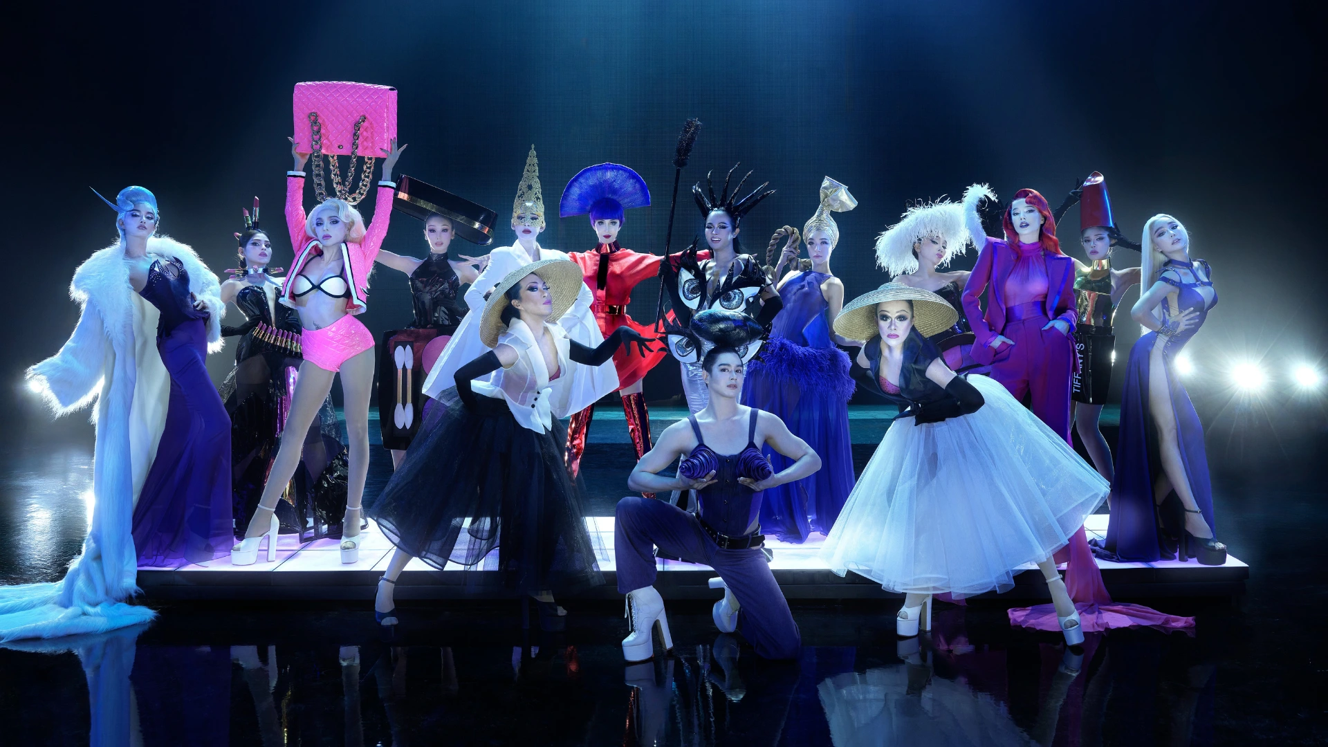 Glittering cabaret stage and lights at Tiffany's Show